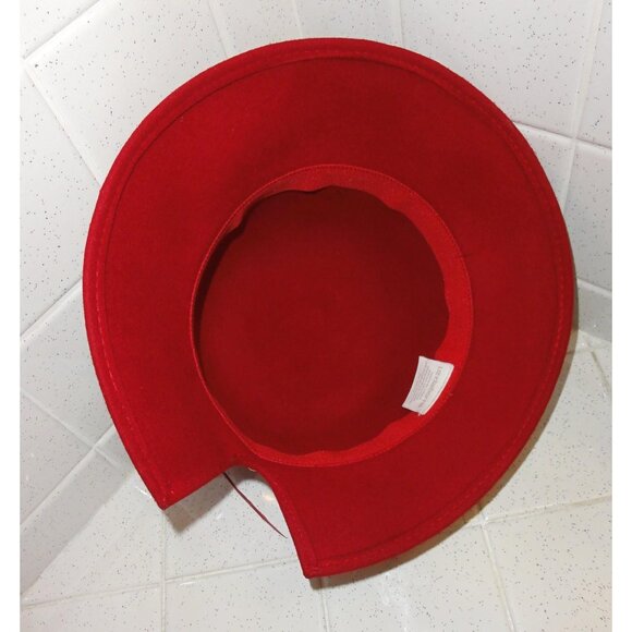 Vintage Liz Claiborne Red Wool Cloche Hat w/ Feathers church hat Kentucky Derby main image 8